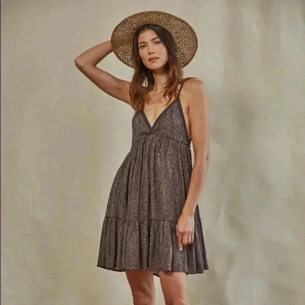BY TOGETHER LAVENDER PATTERNED BOHO WOVEN MINI DRESS SIZE S